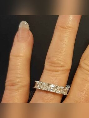 QVC Epiphany Platinum Clad Dominique Five stone band size 5.  1.95ct